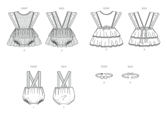 Butterick Schnittmuster  B7031 Baby Strampler und Fliege