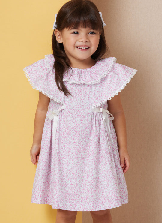 Butterick Schnittmuster  B7032 kleinkinder Kleid mit Ärmel- und Halsausschnittvariationen