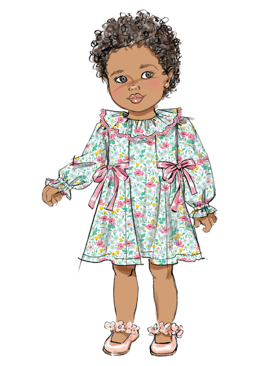 Butterick Schnittmuster  B7032 kleinkinder Kleid mit Ärmel- und Halsausschnittvariationen