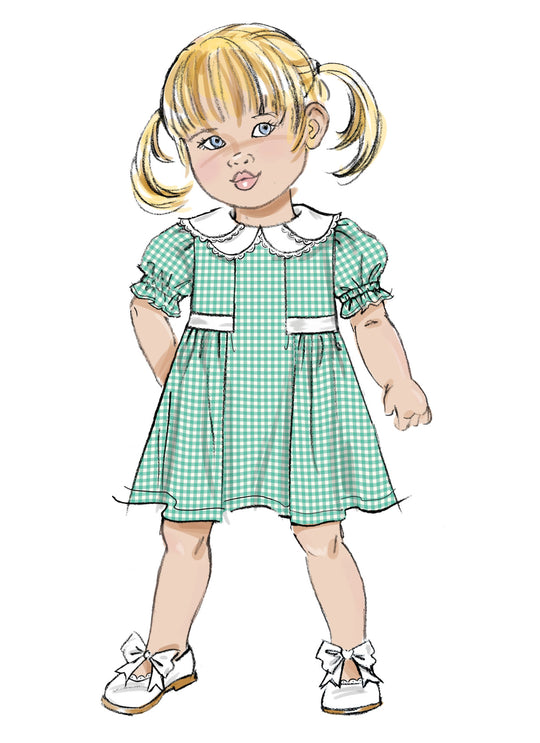 Butterick Schnittmuster  B7032 kleinkinder Kleid mit Ärmel- und Halsausschnittvariationen