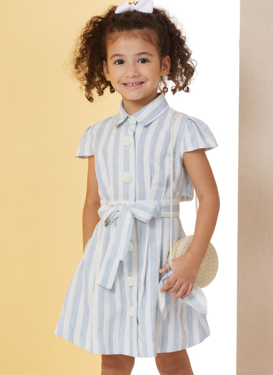 Butterick Schnittmuster  B7033 Kinder Kleid mit Ärmelvariationen und Bindegürtel