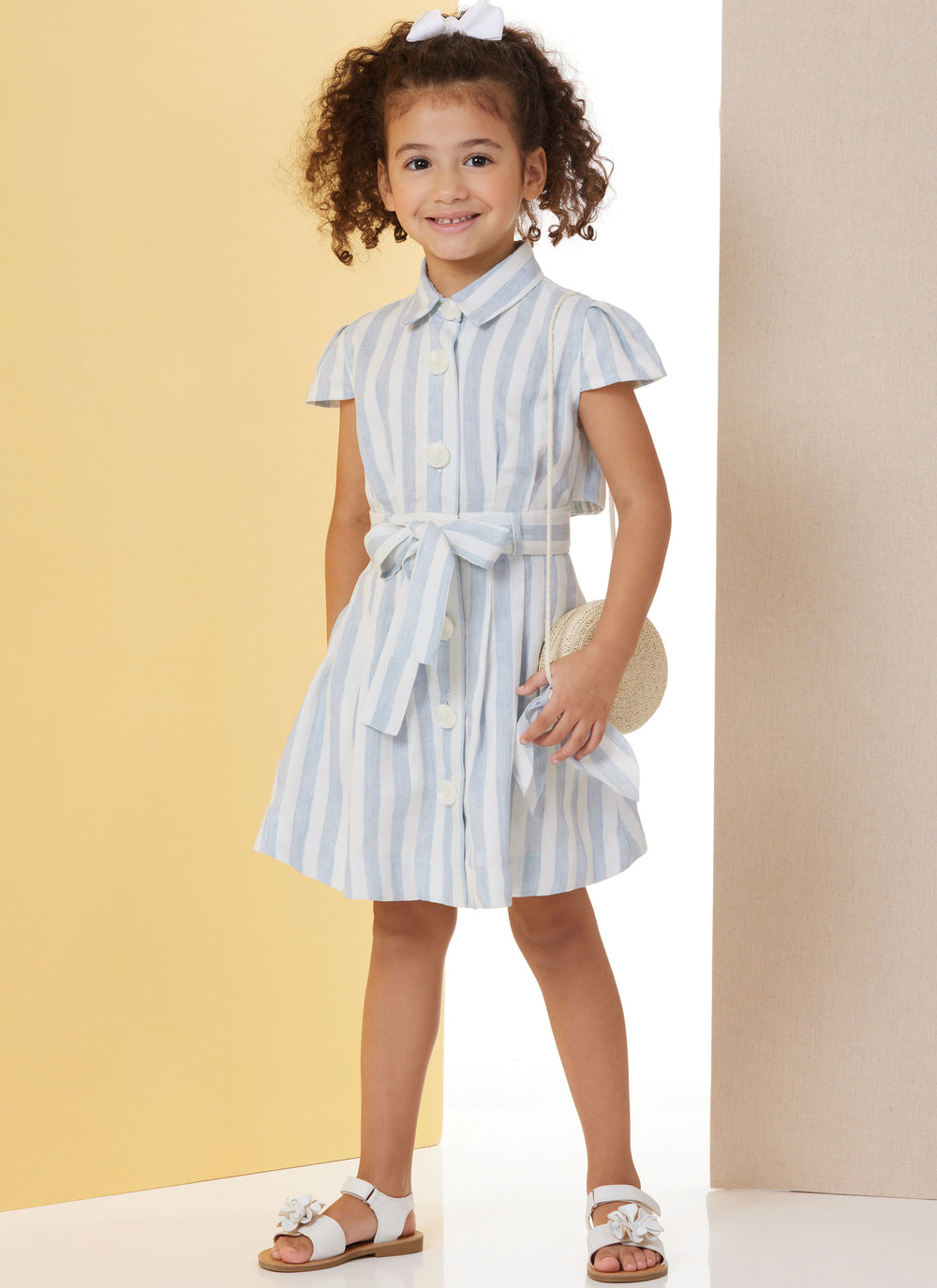 Butterick Schnittmuster  B7033 Kinder Kleid mit Ärmelvariationen und Bindegürtel