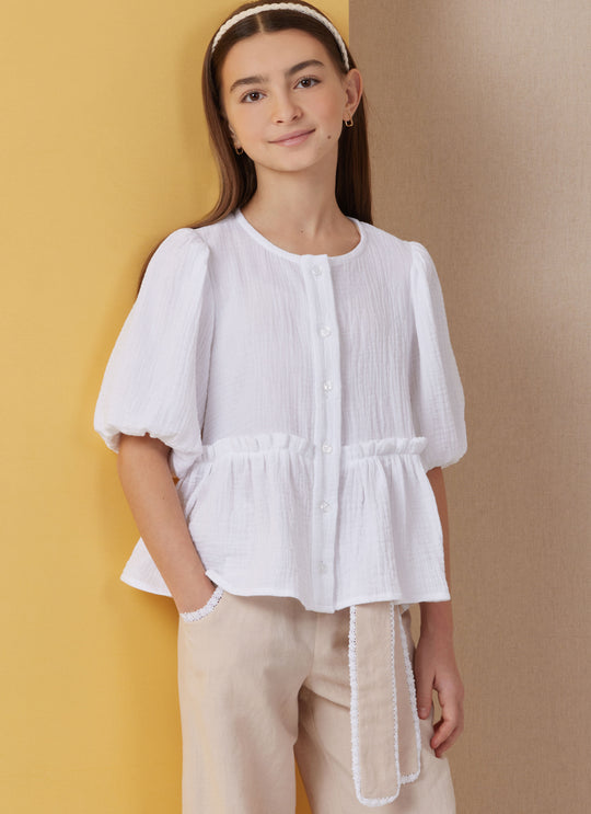 Butterick Schnittmuster  B7034 Kinder Oberteil, Shorts, Hose und Schärpe