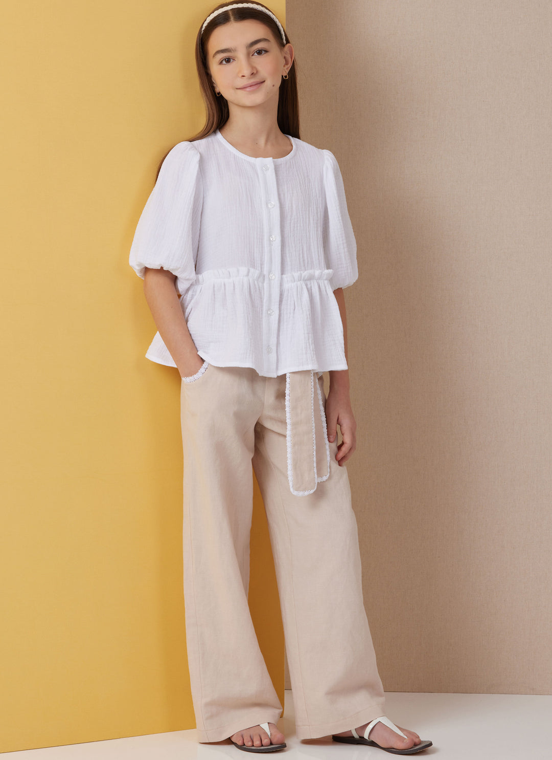 Butterick Schnittmuster  B7034 Kinder Oberteil, Shorts, Hose und Schärpe