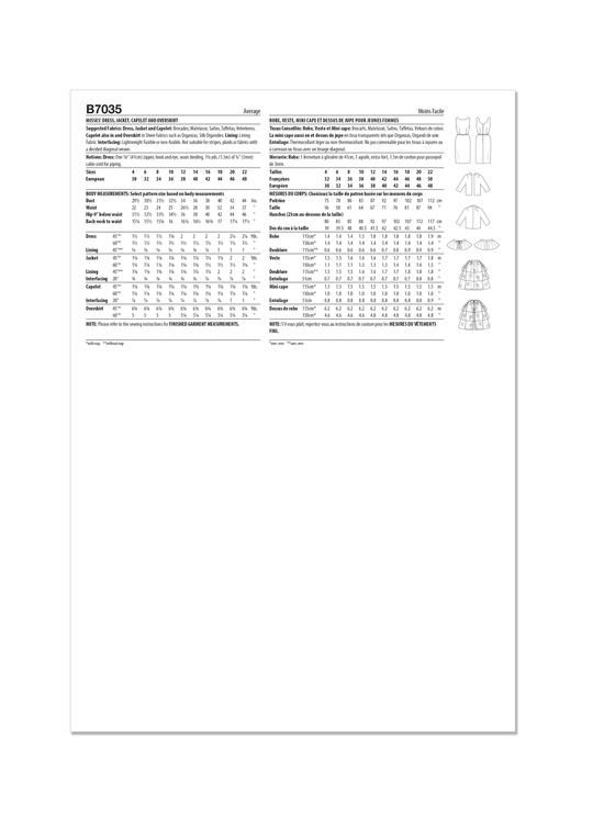Butterick Schnittmuster  B7035 Damen Kleid, Jacke, Umhang und Überrock