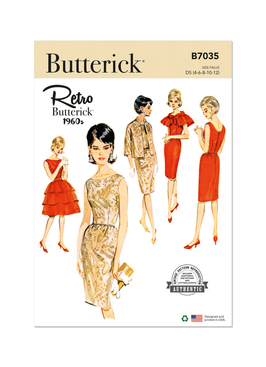 Butterick Schnittmuster  B7035 Damen Kleid, Jacke, Umhang und Überrock