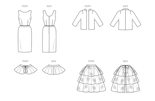 Butterick Schnittmuster  B7035 Damen Kleid, Jacke, Umhang und Überrock