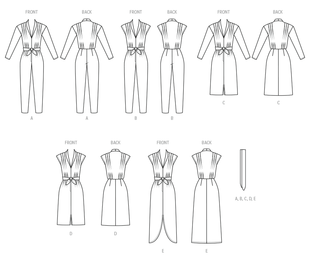 Butterick Schnittmuster  B7036 Damen Jumpsuit, Kleid und Schärpe