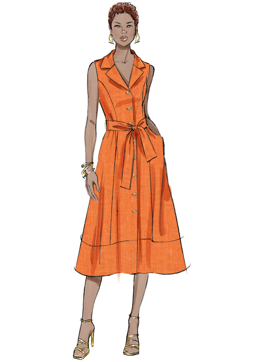 Butterick Schnittmuster B7038 Kleid und Bindegürtel für Damen
