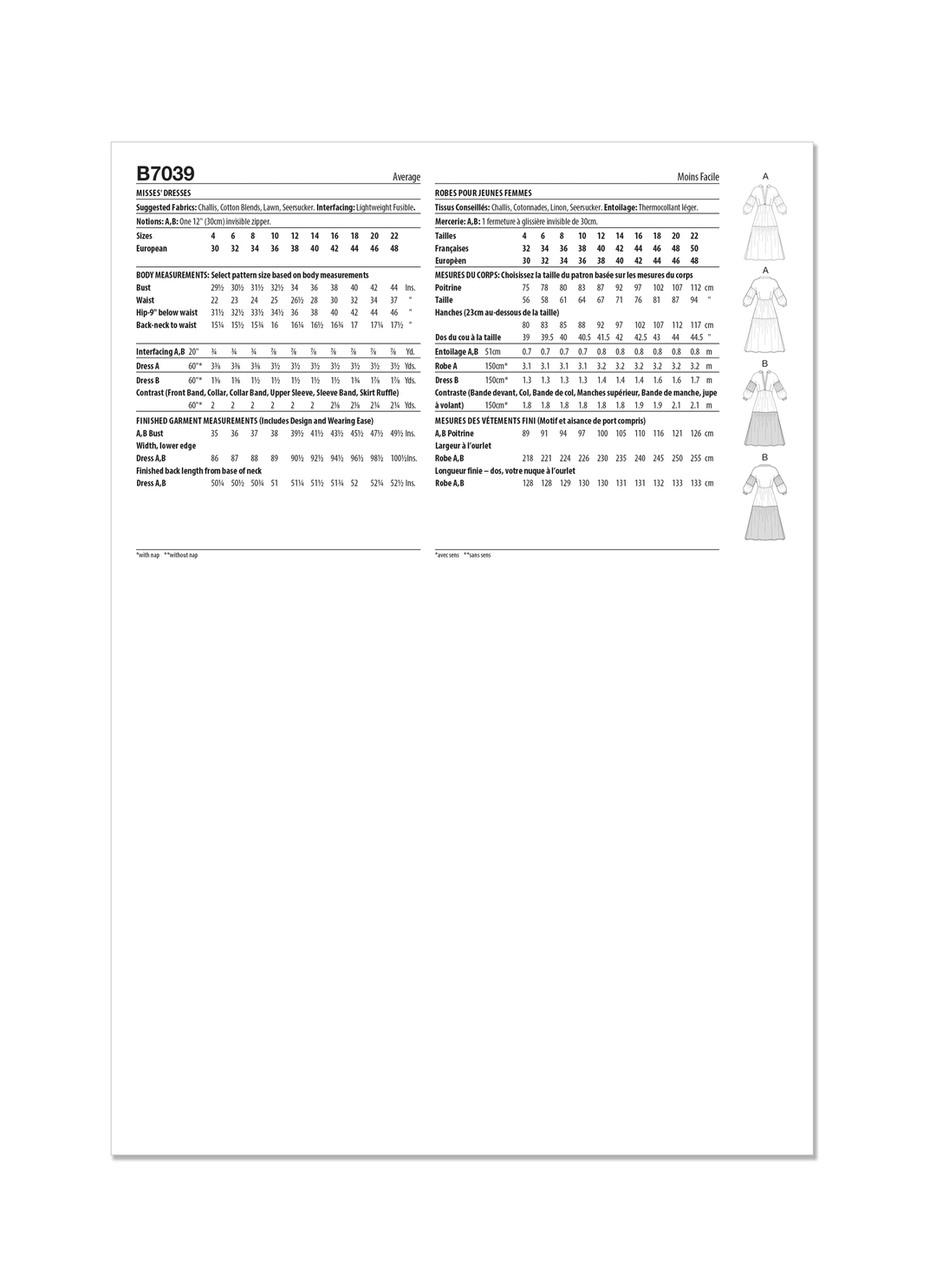 Butterick Schnittmuster B7039 Damen Kleid