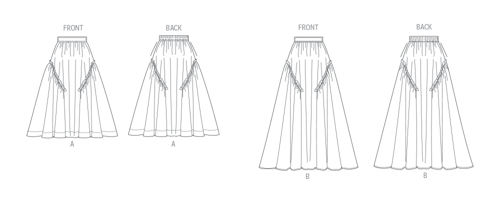 Butterick Schnittmuster B7044 Damen Rock in zwei Längen