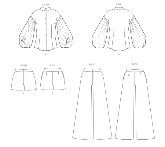 Butterick Schnittmuster B7045 Damen Top, Shorts und Hose