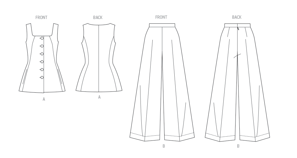 Butterick Schnittmuster B7046 Damen Top and Pants