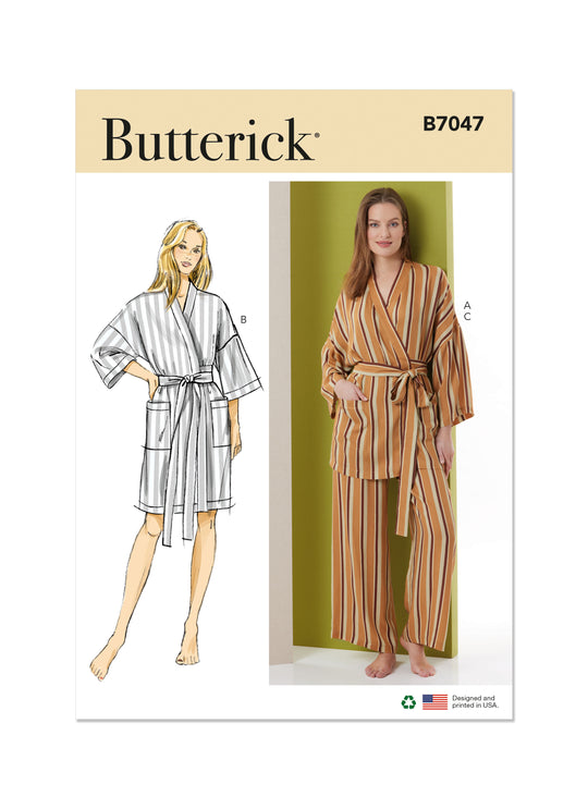 Butterick Schnittmuster B7047 Bademantel für Damen in zwei Längen und Hose
