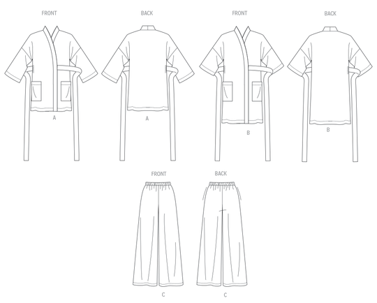 Butterick Schnittmuster B7047 Bademantel für Damen in zwei Längen und Hose