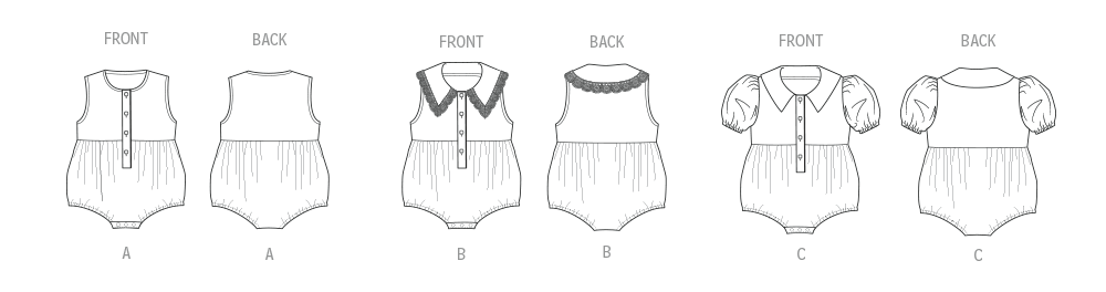 Butterick Schnittmuster B7048 Babystrampler