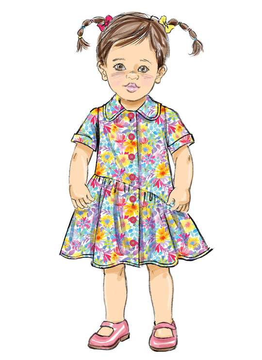 Butterick Schnittmuster B7049 Kleid für Kleinkinder mit verscheidenen Armlängen