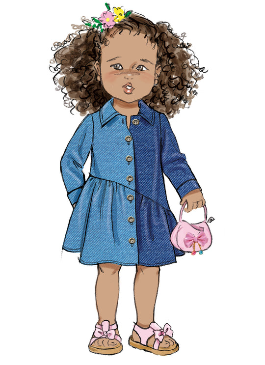 Butterick Schnittmuster B7049 Kleid für Kleinkinder mit verscheidenen Armlängen