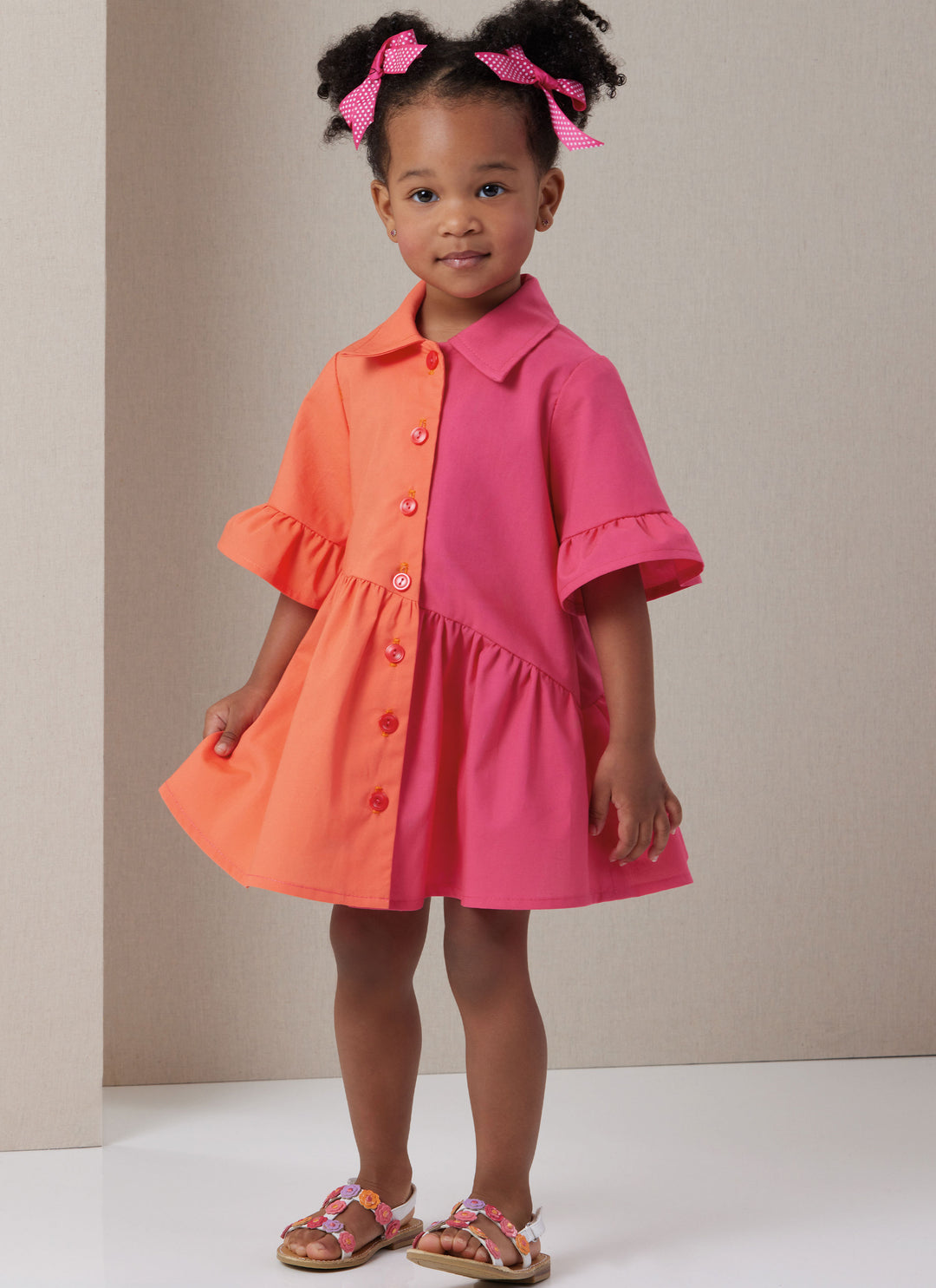 Butterick Schnittmuster B7049 Kleid für Kleinkinder mit verscheidenen Armlängen