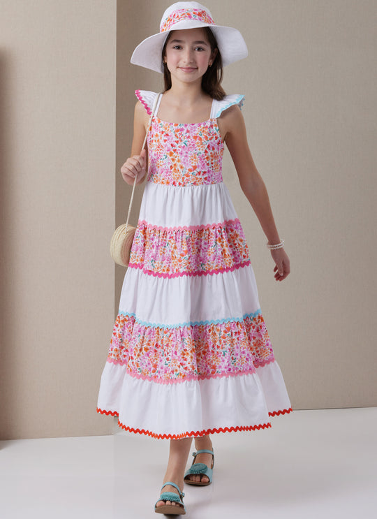 Butterick Schnittmuster B7051 Mädchenkleid in zwei Längen und Hut in drei Größen