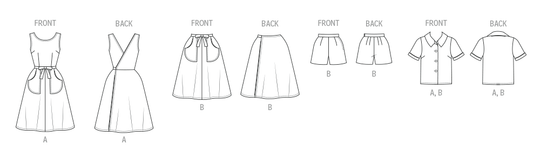 Butterick Schnittmuster B7053 Vintage Pullover, Rock, Shorts und Bluse für Damen
