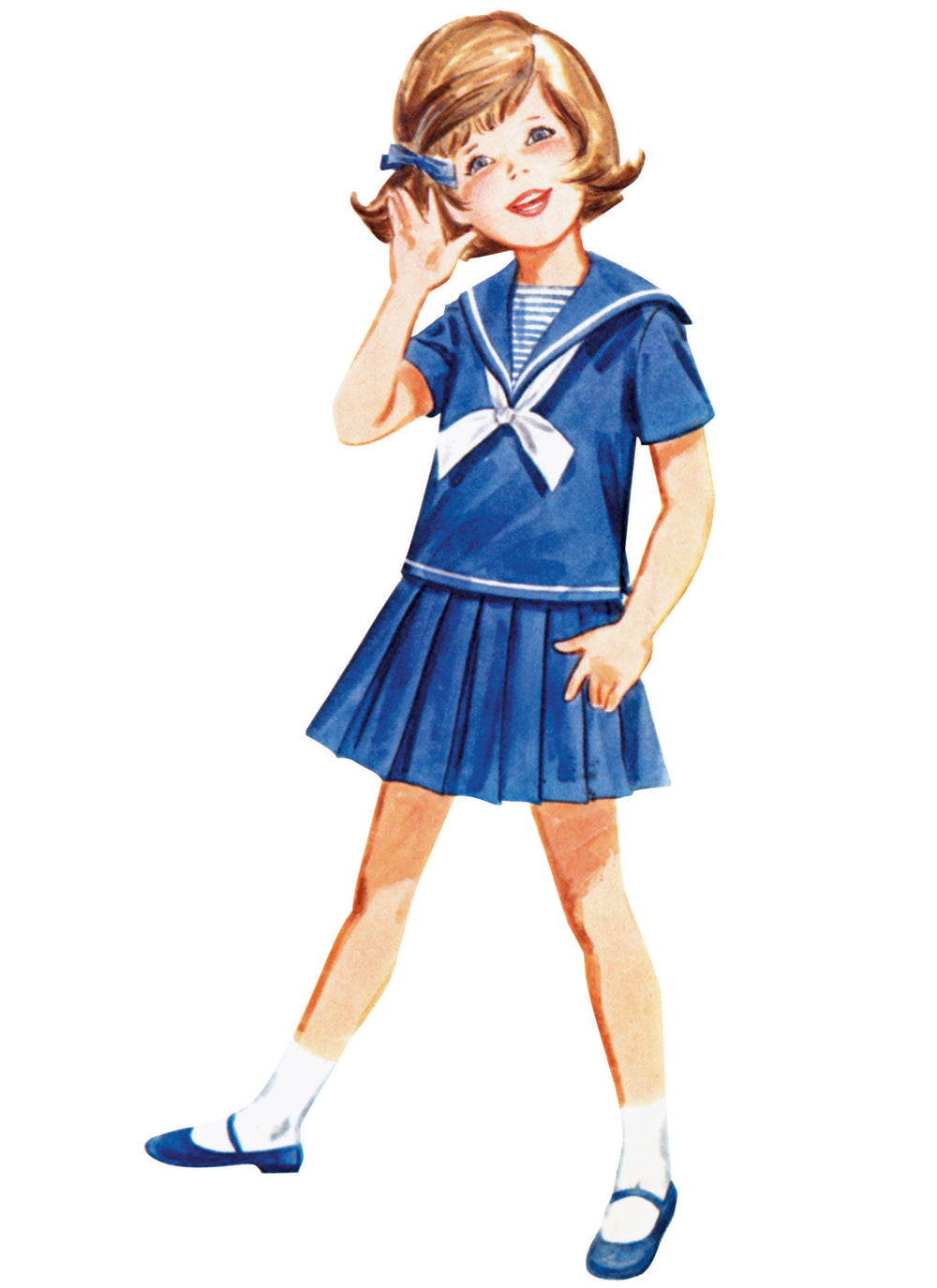 Butterick Schnittmuster B7054 Vintage Kinderrock, Überziehbluse, Hose, Shorts und Mieder