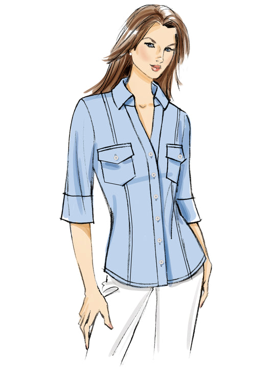 Butterick Schnittmuster B7055 – Damenbluse mit Prinzessnähten von Palmer/Pletsch