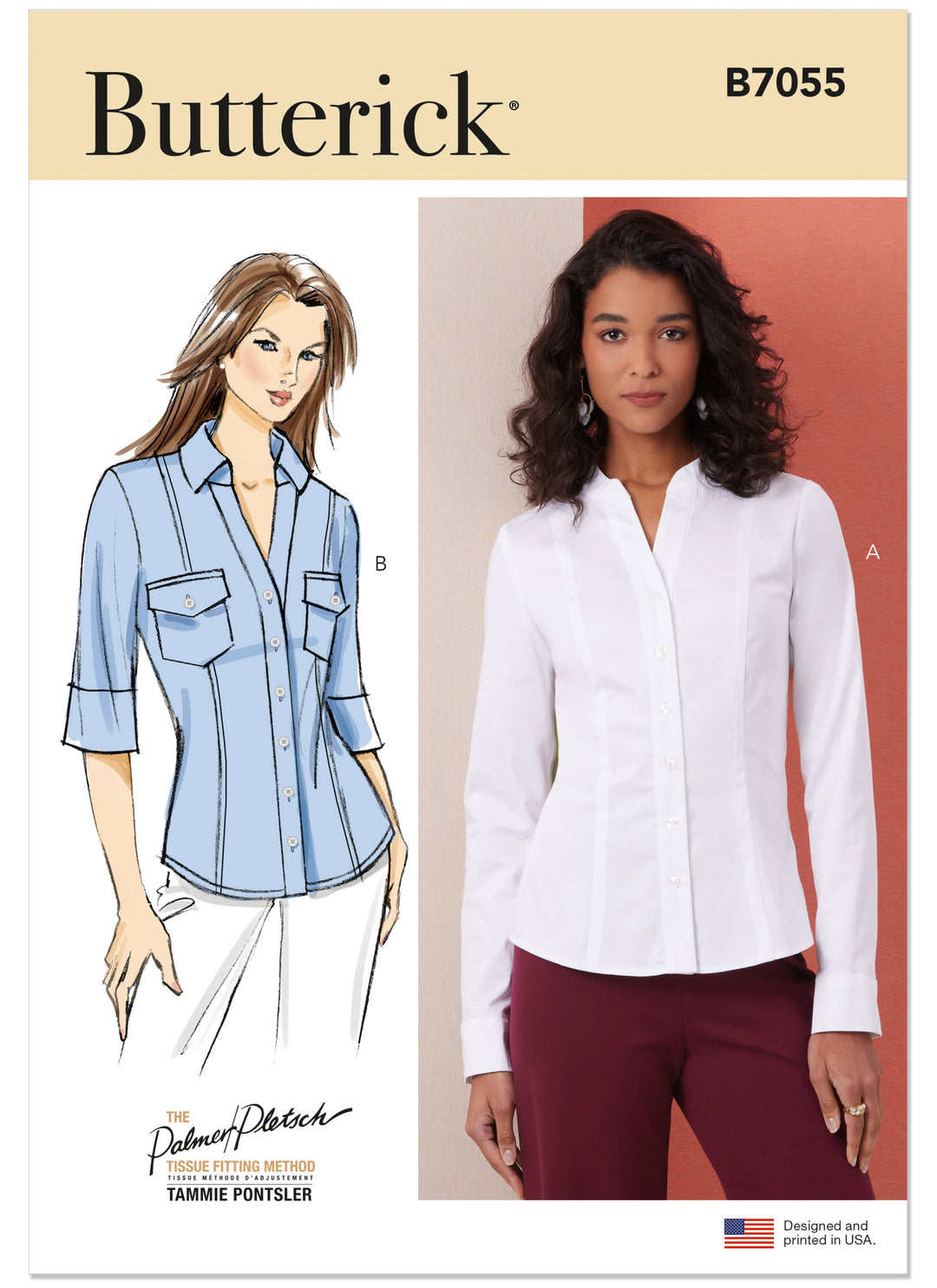 Butterick Schnittmuster B7055 – Damenbluse mit Prinzessnähten von Palmer/Pletsch