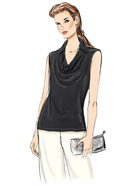 Butterick Schnittmuster B7056 – Damenbluse mit Wasserfallausschnitt