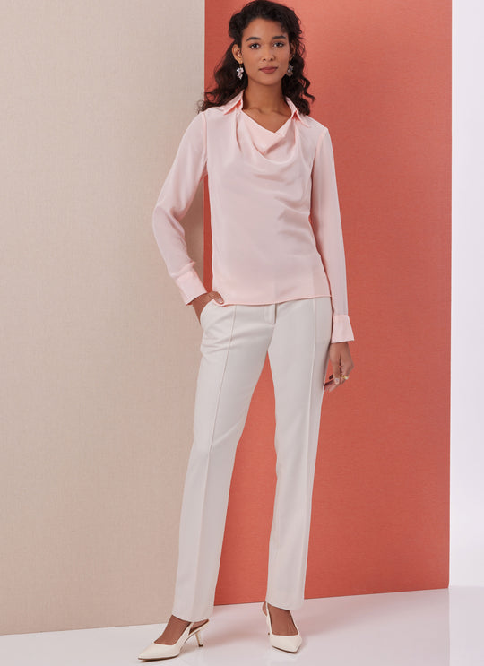 Butterick Schnittmuster B7056 – Damenbluse mit Wasserfallausschnitt