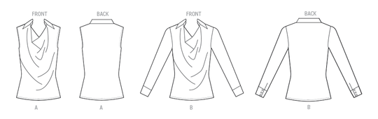 Butterick Schnittmuster B7056 – Damenbluse mit Wasserfallausschnitt