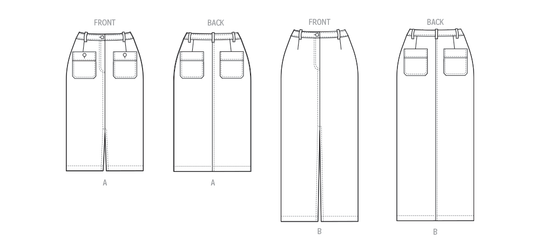 Butterick  Schnittmuster B7057 Bleistiftrock für Damen in zwei Längen
