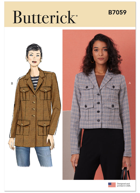 Butterick  Schnittmuster B7059 Jacke für Damen in zwei Längen