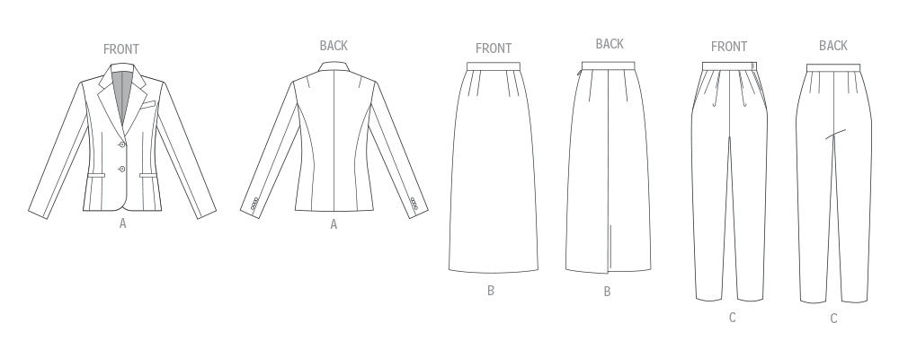 Butterick  Schnittmuster B7060 Jacke, Rock und Hose für Damen
