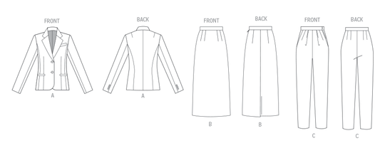 Butterick  Schnittmuster B7060 Jacke, Rock und Hose für Damen
