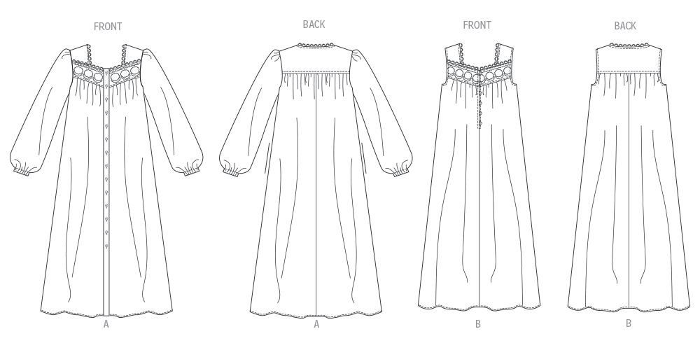 Butterick  Schnittmuster B7062 Damen-Morgenmantel und Nachthemd