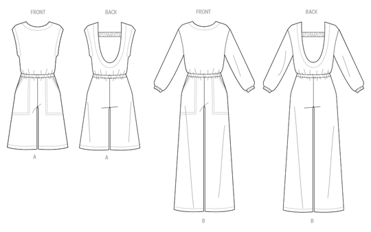 Butterick  Schnittmuster B7063 Damen-Strickoverall mit verschiedenen Längen- und Ärmelvarianten