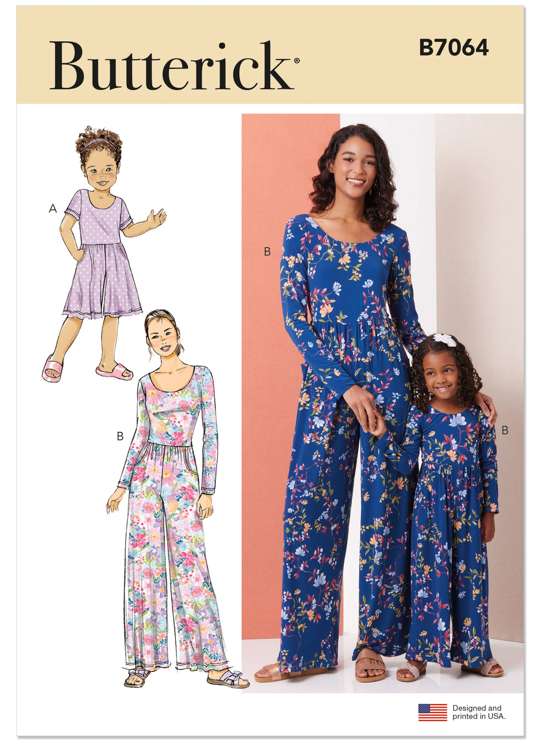 Butterick Schnittmuster B7064 – Strick-Jumpsuit für Damen & Kinder