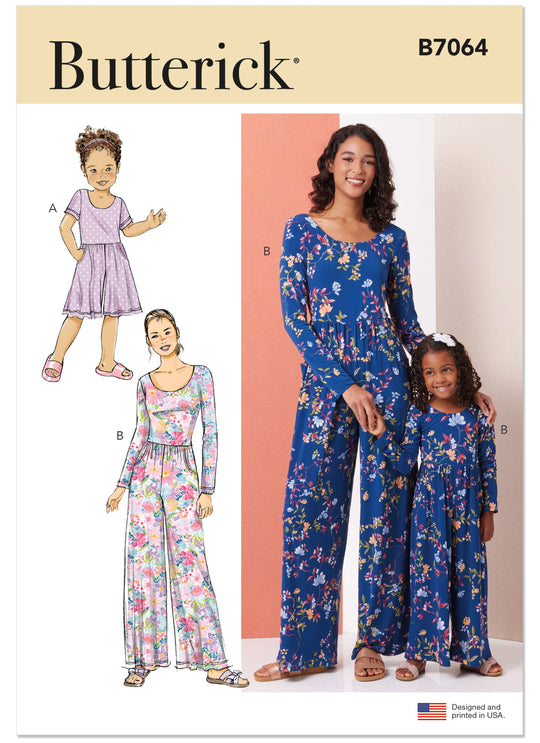 Butterick Schnittmuster B7064 – Strick-Jumpsuit für Damen & Kinder