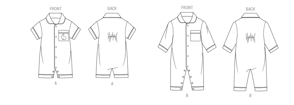 Butterick Schnittmuster B7067 – Baby-Jumpsuit in zwei Längen
