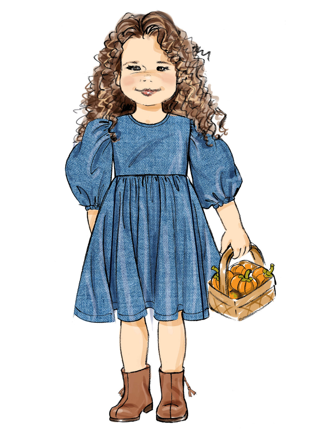 Butterick Schnittmuster B7069 – Kinderkleid mit Raffungen & Ärmelvarianten