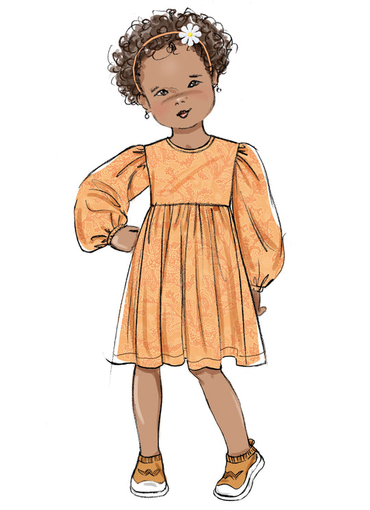Butterick Schnittmuster B7069 – Kinderkleid mit Raffungen & Ärmelvarianten