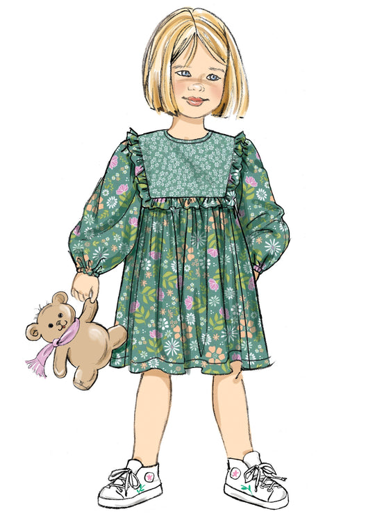 Butterick Schnittmuster B7069 – Kinderkleid mit Raffungen & Ärmelvarianten