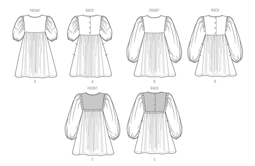 Butterick Schnittmuster B7069 – Kinderkleid mit Raffungen & Ärmelvarianten
