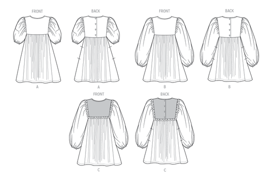 Butterick Schnittmuster B7069 – Kinderkleid mit Raffungen & Ärmelvarianten
