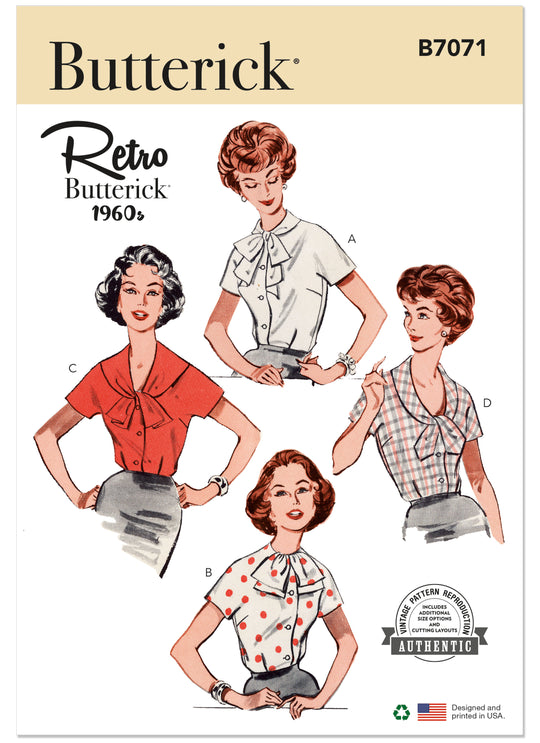 Butterick B7071 – Vintage Damenbluse der 1960er Jahre
