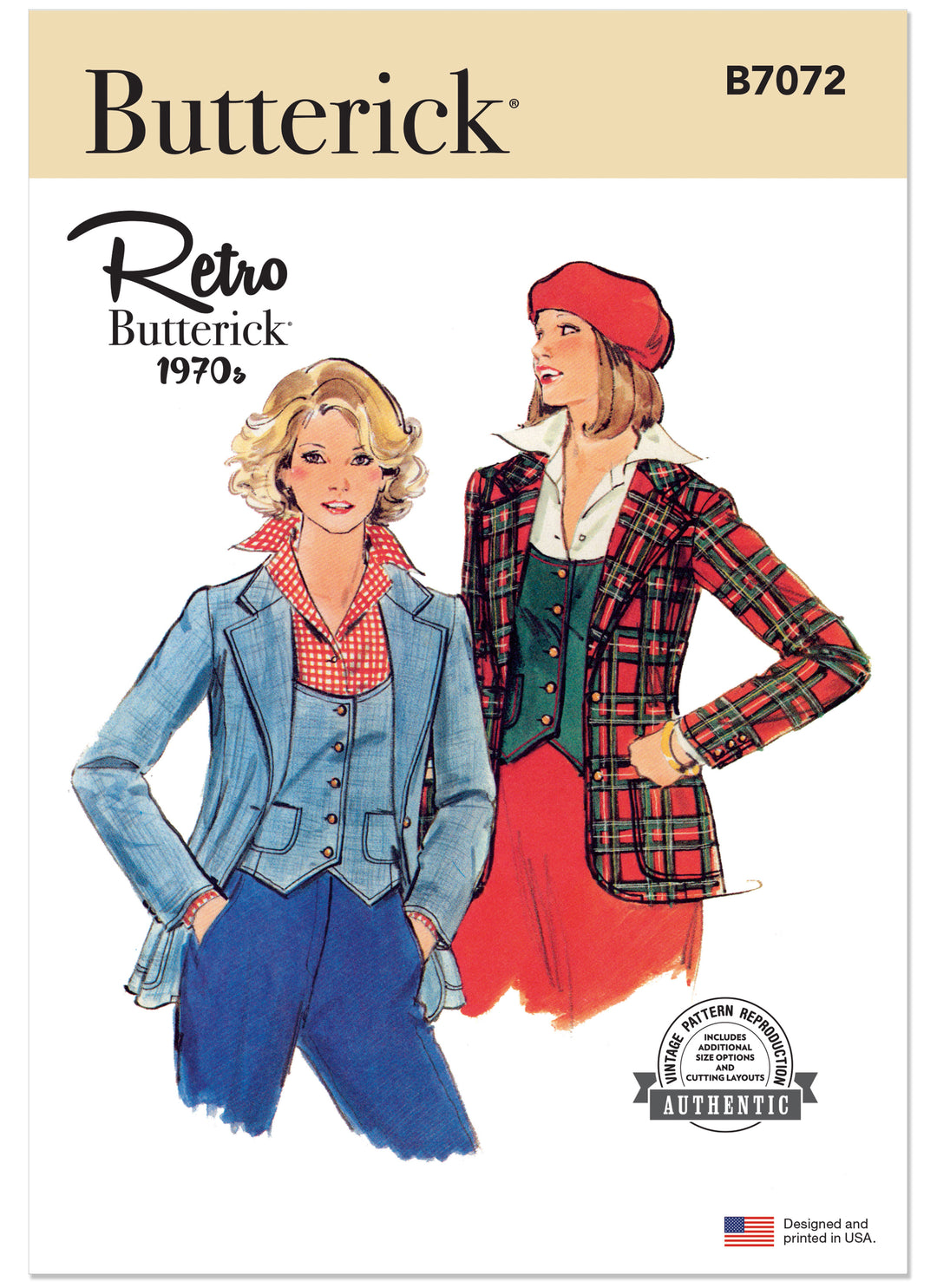 Butterick B7072 – Vintage Damenweste & Jacke der 1970er Jahre