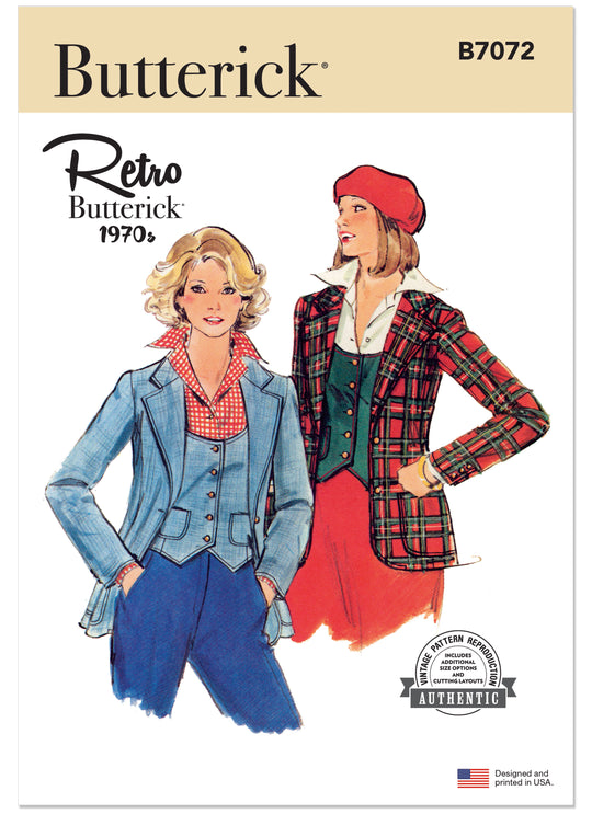 Butterick B7072 – Vintage Damenweste & Jacke der 1970er Jahre