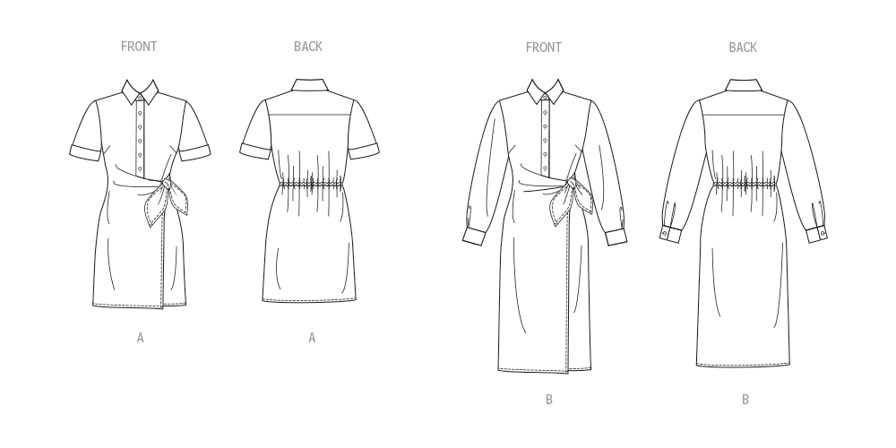 Butterick B7075 – Damen-Wickelkleid in zwei Längen