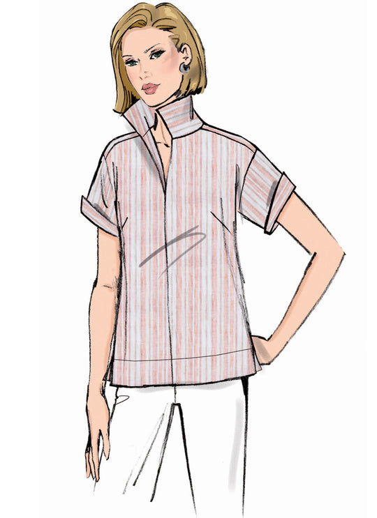 Butterick Schnittmuster B7080 – Damen Bluse mit Stehkragen